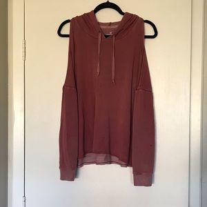 American Eagle Cold Shoulder Distressed Hoodie